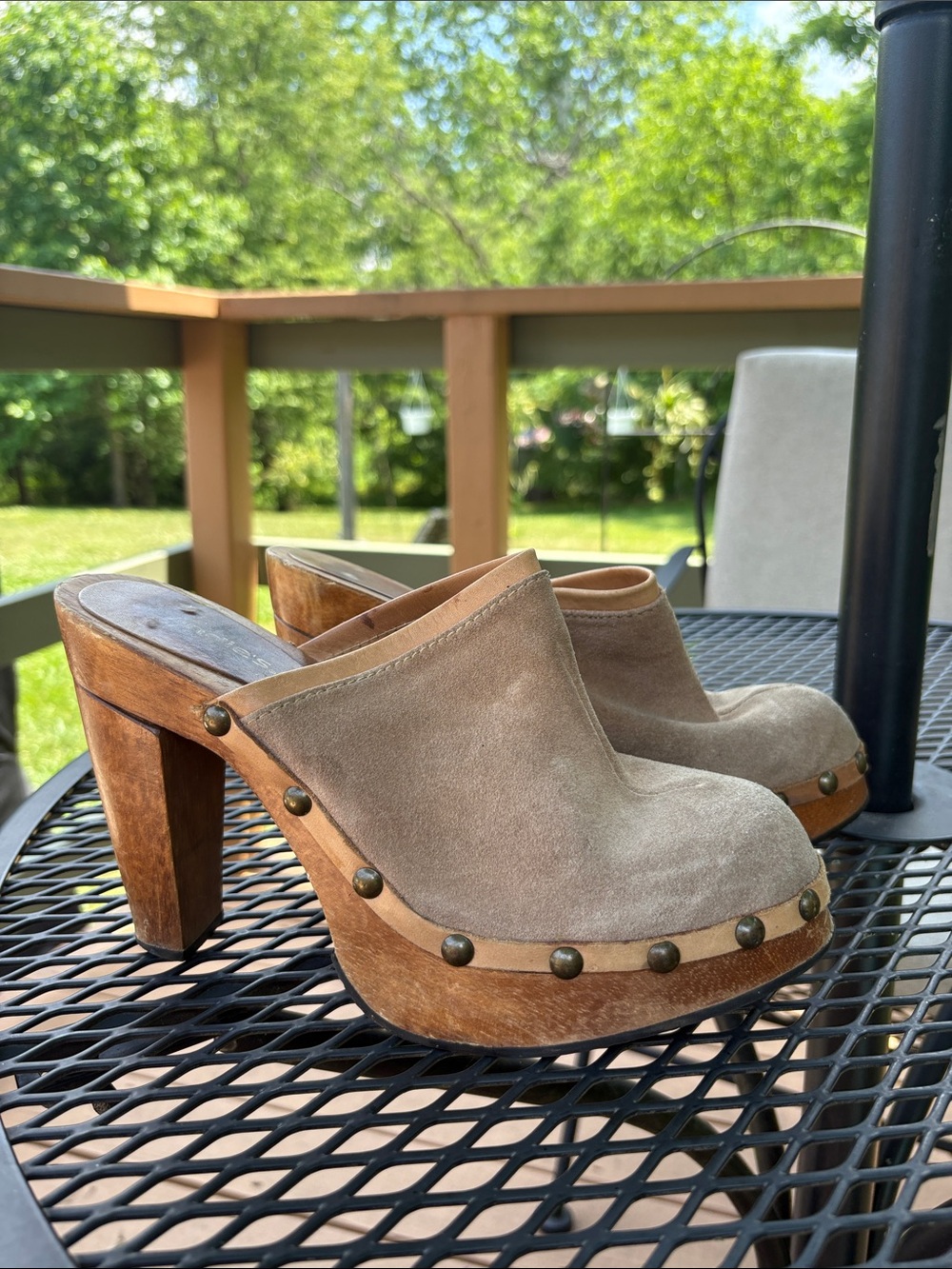 Candies Suede Clog Heel Sandal - Picture 2 of 3